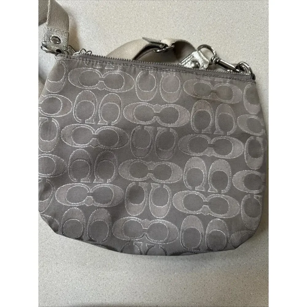 Coach Poppy Metallic Silver & Gold Signature C Crossbody Bag Authentic PROJECT